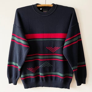 Marine blauer Pullover, Woll-Mix Herrenpullover, WESTBURY Pullover, Kuscheliger Winterpullover, Gestrickter Skipullover, Geschenkidee für Ihn, Größe M