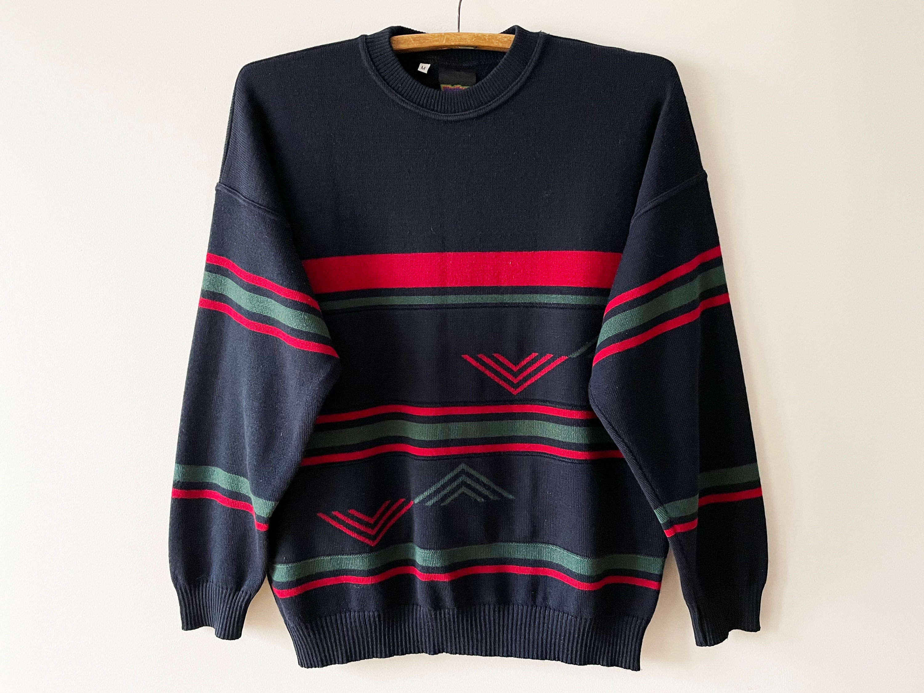 Vintage Wool Blend Ski Sweater: Navy Blue WESTBURY Pullover 