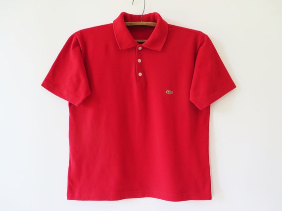 red lacoste button up shirt