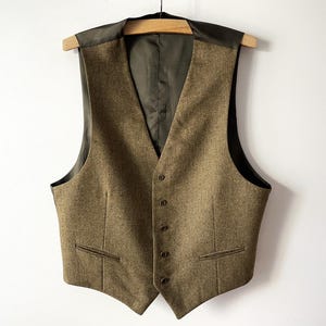Chaleco vintage de lana marrón: chaleco steampunk ajustado, talla mediana