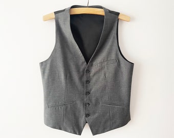 Grey men's vest, formal waistcoat, wedding groom waistcoat, men steampunk vest, gentlemen's wear, gift for him, size medium