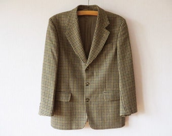 Checked Sport Coat Tweed Blazer Men Wool Sport Coat Preppy Beige Houndstooth Pattern Jacket Urban Casual Sport Coat Boyfriend Gift