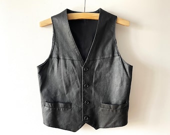 Gilet da motociclista in pelle vintage anni '90: gilet da motociclista steampunk (taglia M)