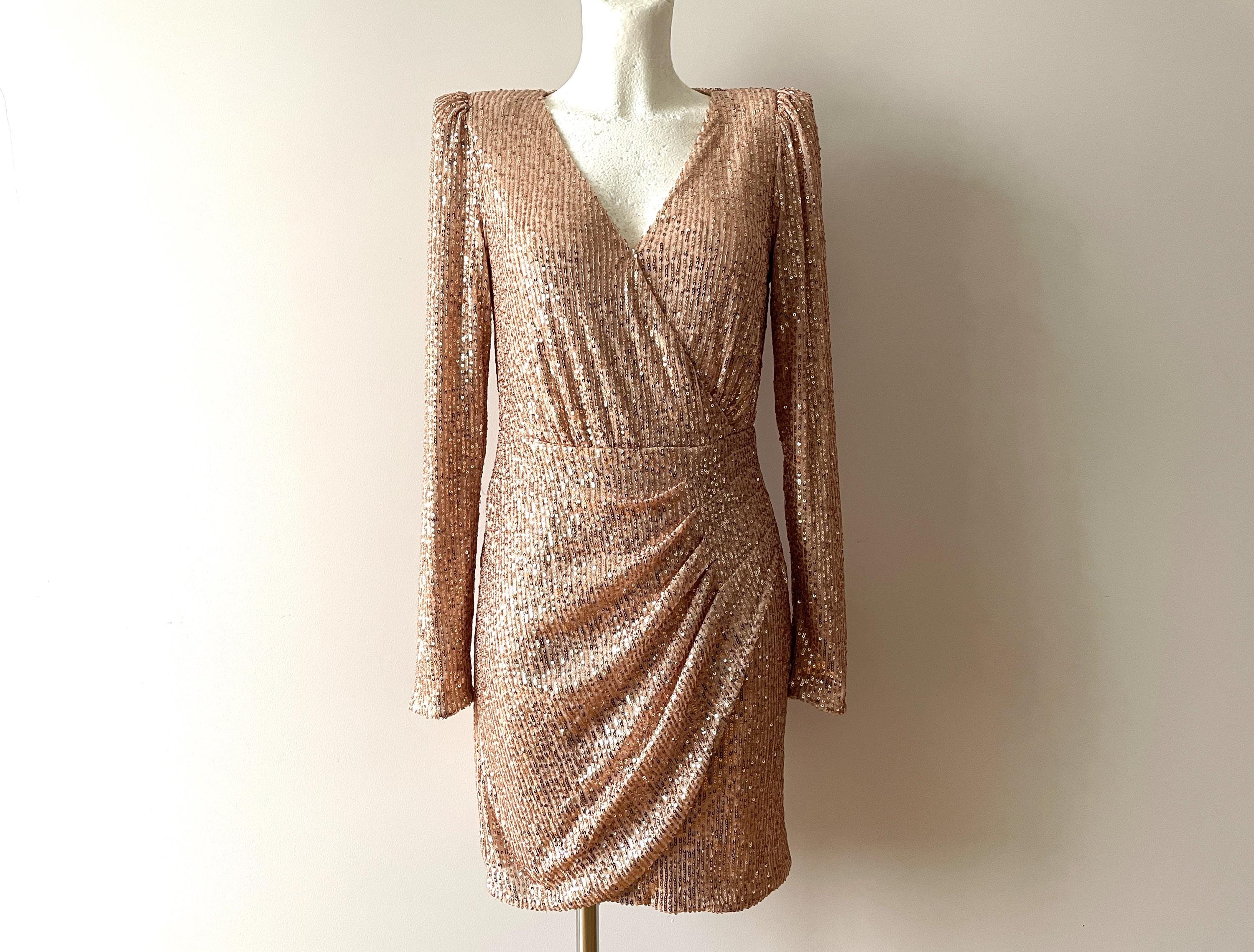 Vintage Rose Gold Sequin Mini Dress: V-neck Party Gown, Size Small - Etsy New Zealand Vintage Rose Gold Sequin Mini Dress: V-neck Party Gown, Size Small - Etsy New Zealand