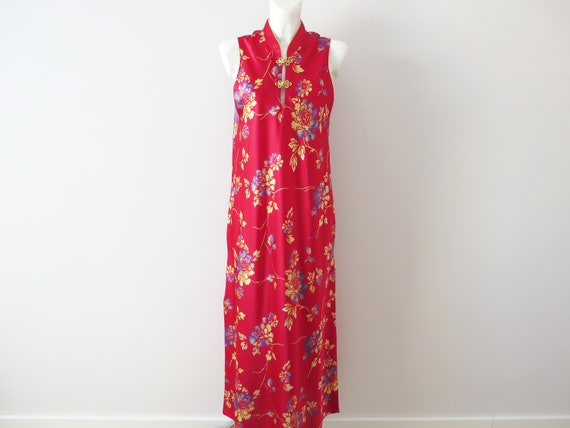 red floral summer dress