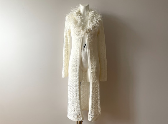 Knit summer coat, Long knitted lace cardigan, fuz… - image 1