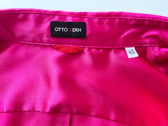 90s Raspberry pink blouse, bright silky polyester… - image 4