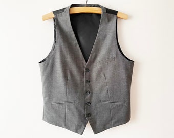 Grey men vest, Classic formal waistcoat, Wedding groom vest, edwardian victorian vest, gift for him, gray steampunk vest, size medium