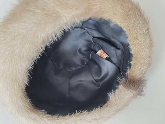 Mink fur women's hat, beige real Mink ladies cap … - image 6