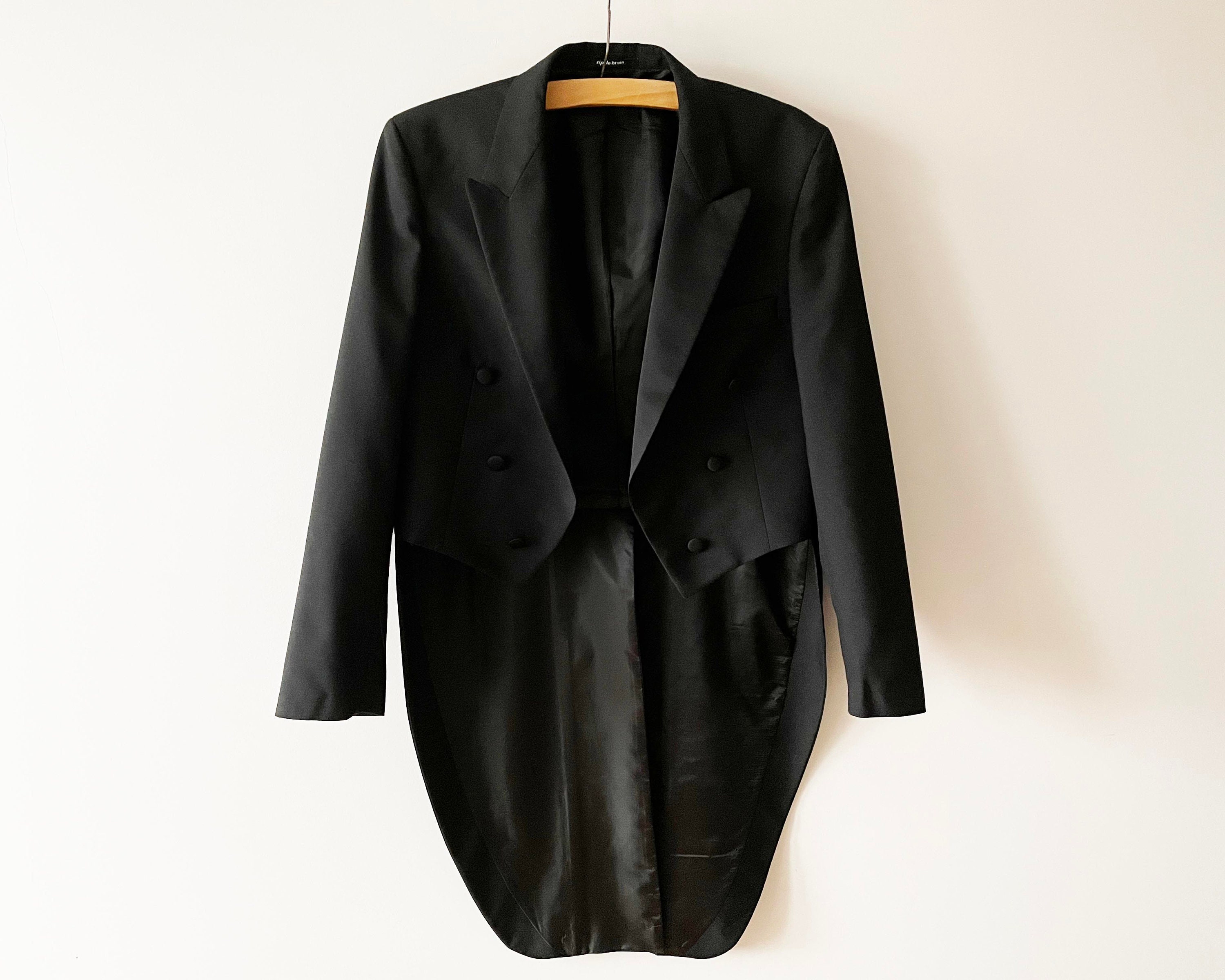 Abrigo de cola para hombres de los 90, chaqueta de traje de