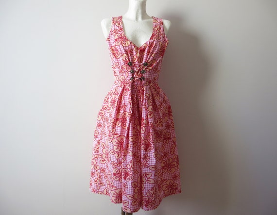 Floral Dirndl Dress Alpen Trachten Summer Gown Bav