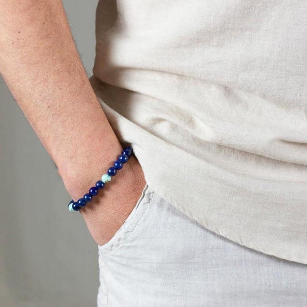 Men Expression Bracelet Lapis Lazuli & Turquoise Gemstone - Etsy