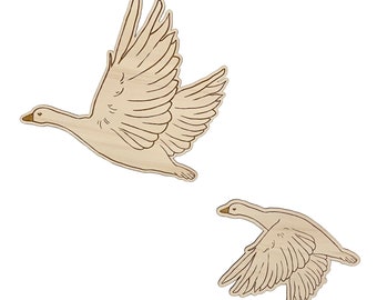 Duo of Geese Maxi. Flight of wooden birds, laser cutting.