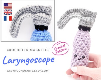 PATTERN Laryngoscope crochet magnet, ENT anesthesiologist ER, cute funny medical, physician, otolaryngologist, laryngoscopy, pulmonologist