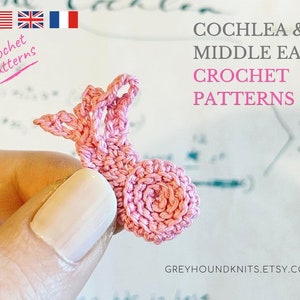 PATTERN Cochlea ossicles, crochet audiology applique pattern, mini crochet cochlea inner ear middle ear embellishment ornament pin magnet