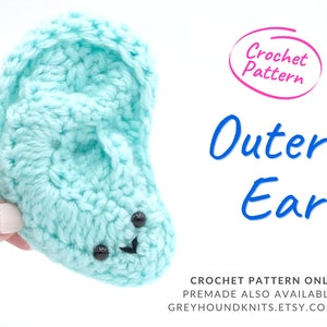 PATTERN Crochet ear, Outer ear pinna, Audiologist ENT Otolaryngologist gift, audiology, pediatrician physician gift, medical student craft image 1