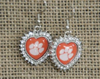 Clemson University Rhinestone Dangle Earrings