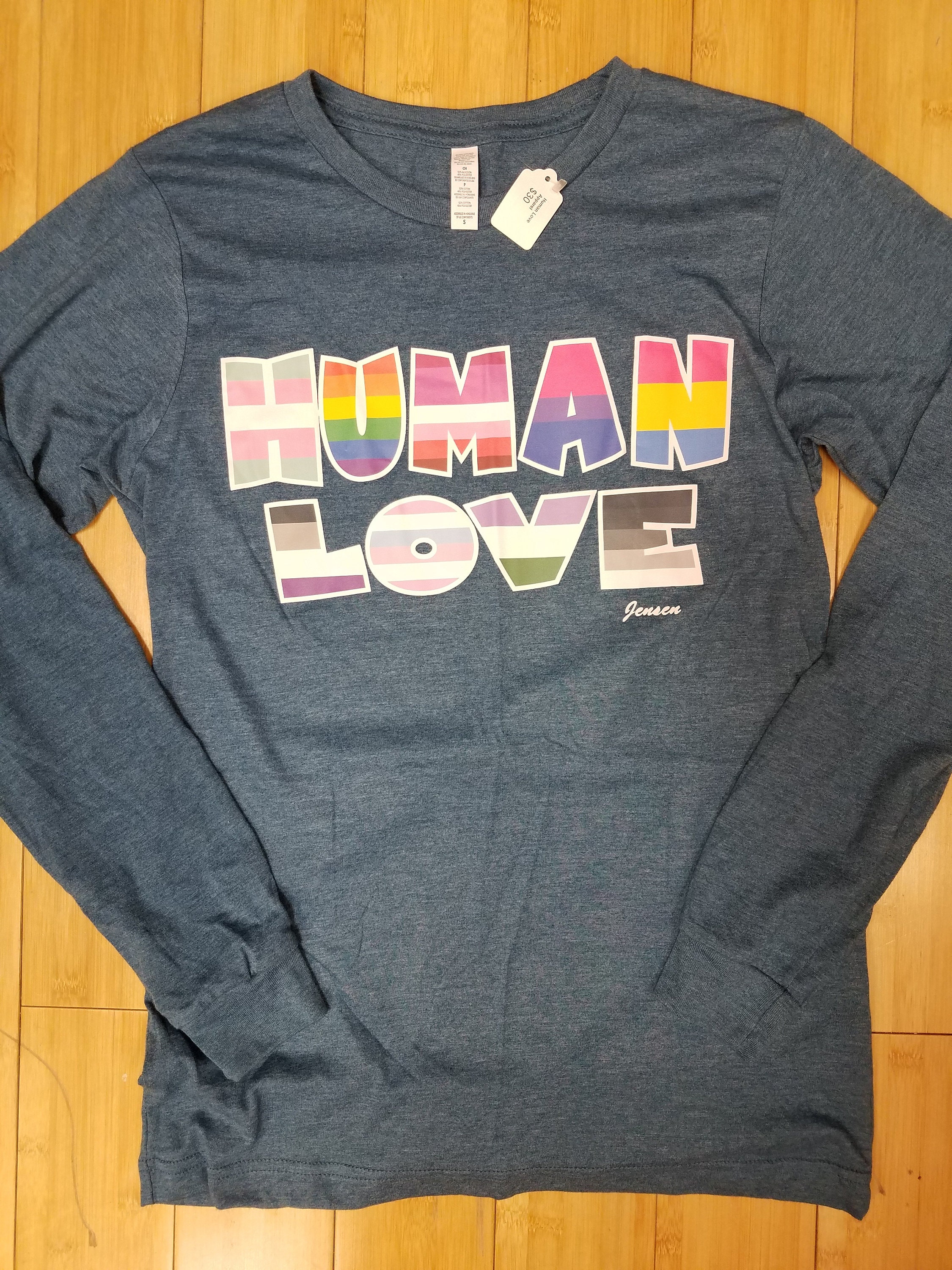 Human Love Long Sleeve Pride Tee  Color: Teal