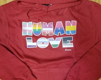 Human Love Hoodie- Color: Red (New- Sizes 3X, 4X & 5X)