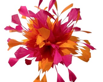 Two-Tone Fine Stiff Feather Flowers with Clip
