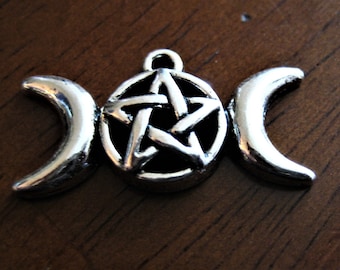 Tiny Triple Moon Charm - Bright Silver Finish