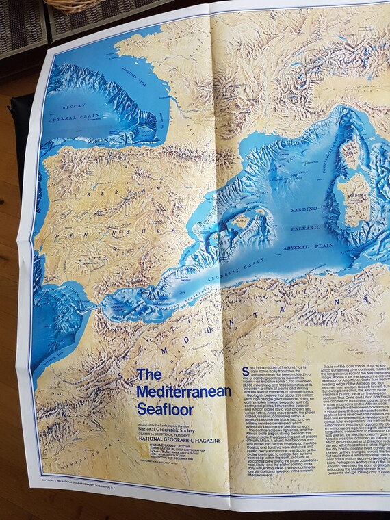Vintage National Geographic Map The Historic Mediterranean Etsy