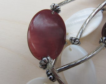 Brown, Cream and Silver Necklace