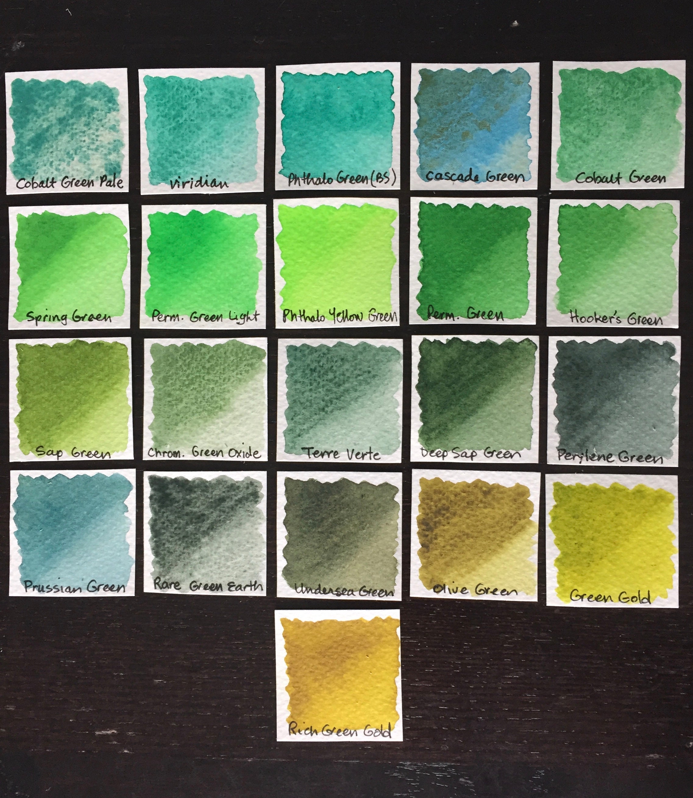 Daniel Smith Green Watercolors - Hand Poured Half Pans