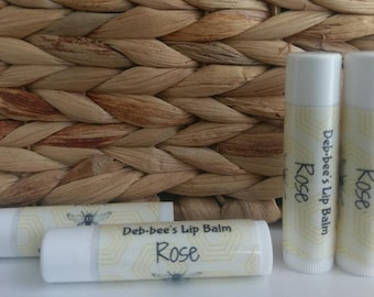 Rose Beeswax Lipbalm /   Beeswax Lip Balm/ Rose Lip Balm/ Beeswax Chapstick / Deb*bee's Beeswax Lip Balm