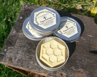 Luxurious Beeswax Lotion Bar - Peppermint Pattie / Hard Lotion Bar / Deb*bee's Beeswax Lotion Bar