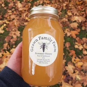 Raw Unfiltered Summer  NY Honey 3 lbs / Really Raw Honey / Unheated Honey