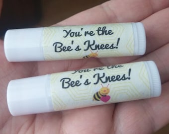 You're the Bee's Knees Lip Balms / Beeswax Valentine Lip Balms / Lip Balm Party Favors / Organic Lip Balms / Bee's Knees