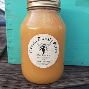 Raw Unfiltered Fall Honey from NY 3 lb. / Really Raw Honey / Unheated Honey / Granulated Honey / Crystallized Honey