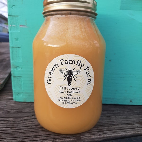Raw Unfiltered Fall Honey from NY 3 lb. / Really Raw Honey / Unheated Honey / Granulated Honey / Crystallized Honey