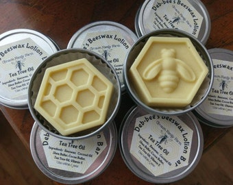 Luxurious Beeswax Lotion Bar - Tea Tree Oil / Organic Ingredients / Hard Lotion Bar / Deb*bee's Beeswax Lotion Bar