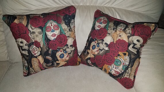 Day Of The Dead Decorative Pillow Etsy