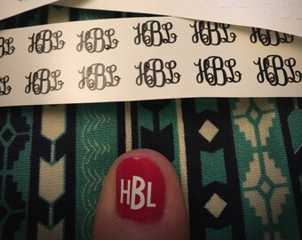 FREE suprise monogram decal!! Monogram Nail Decals - Choose Color - Monogram your fingers and Toes - Monogram everything -