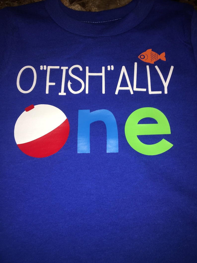 OFISHALLY One Shirt One. fishing theme for birthday party fishing bobber Set of Shirts for Kids, Babies, and Adults Custom image 2