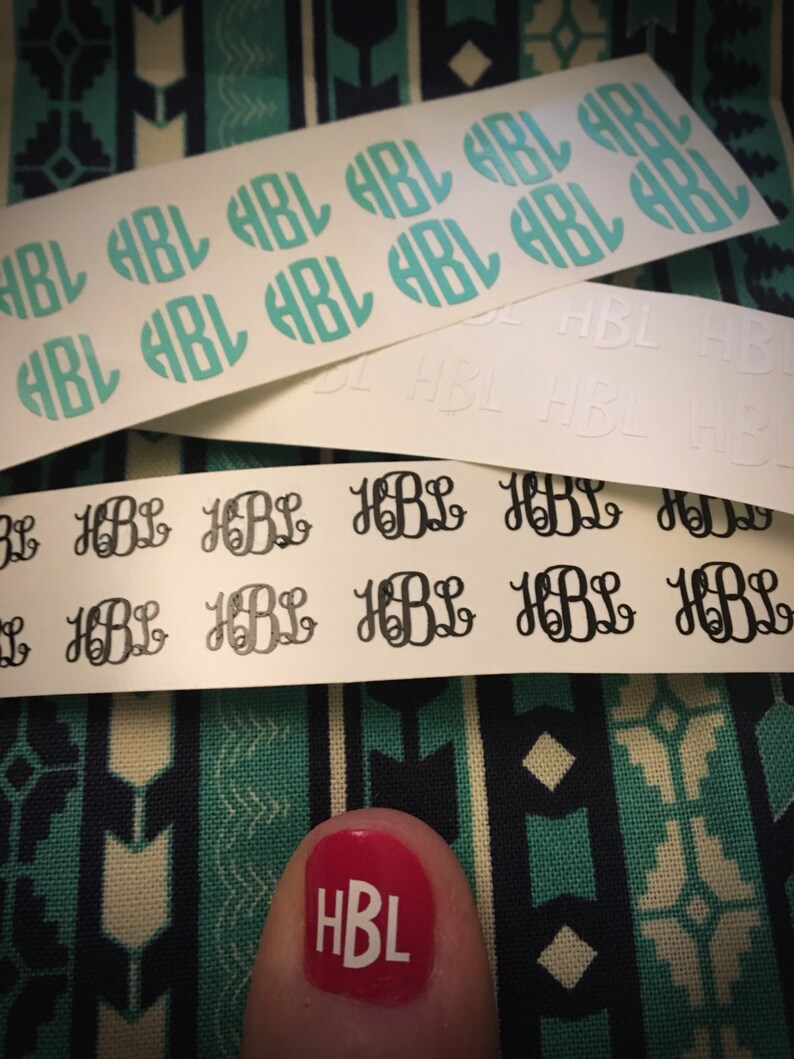 FREE suprise monogram decal Monogram Nail Decals Choose Color Monogram your fingers and Toes Monogram everything image 1