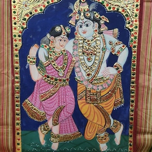 Tanjore painting Indian painting radha krishna Tanjore art small Size 12 inch by 16 inch for home decor wall painting
