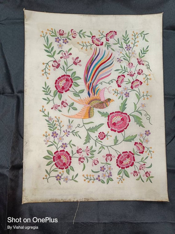 Vintage Chinese Machine Embroidery Bird With Floss Silk on Etsy