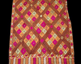 Phulkari Embroidered phulkari with Floss-Silk on Handwoven cotton,From West Pakistan,Punjab India