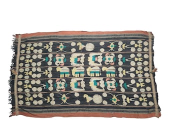 Vintage Burmese 'kalaga' Embroidered Tapestry, Traditional Folk