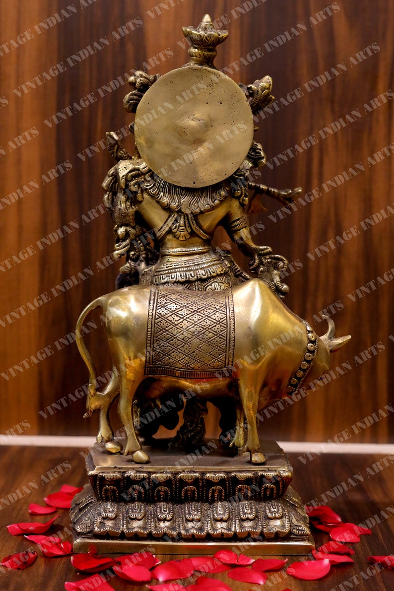 Brass Krishna With Cow Brass Statue,krishna Brass Large 41cm Idol,brass