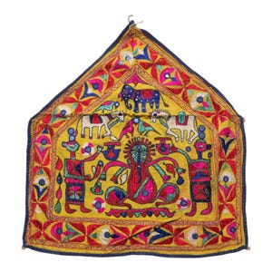 Antique Kutch embroidery Ganesh sthapna wall hanging Indian embroidery wall hanging