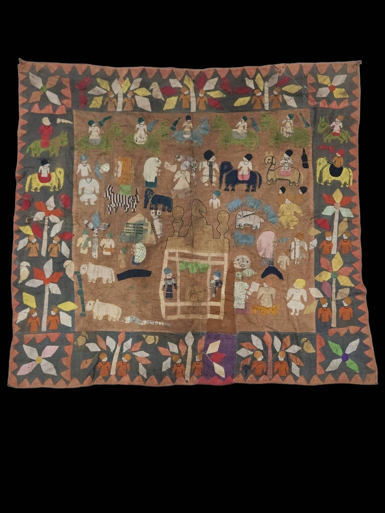 Indian Applique Work Wall Hanging Traditional Style Decor Etsy