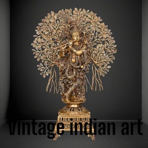 Brass Krishna Statue: Large Home Temple Murti