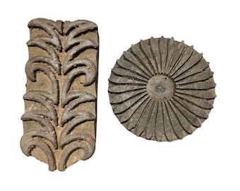 Antique wooden block pair for printing Indian textiles