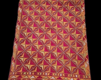 Phulkari Embroidered phulkari with Floss-Silk on Handwoven cotton,From West Pakistan,Punjab India