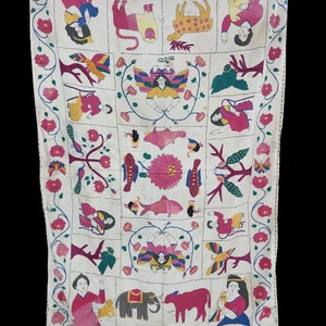 Antique figurative Kantha quilt from undivided Bengal antique kantha a folk art of Bengal large size